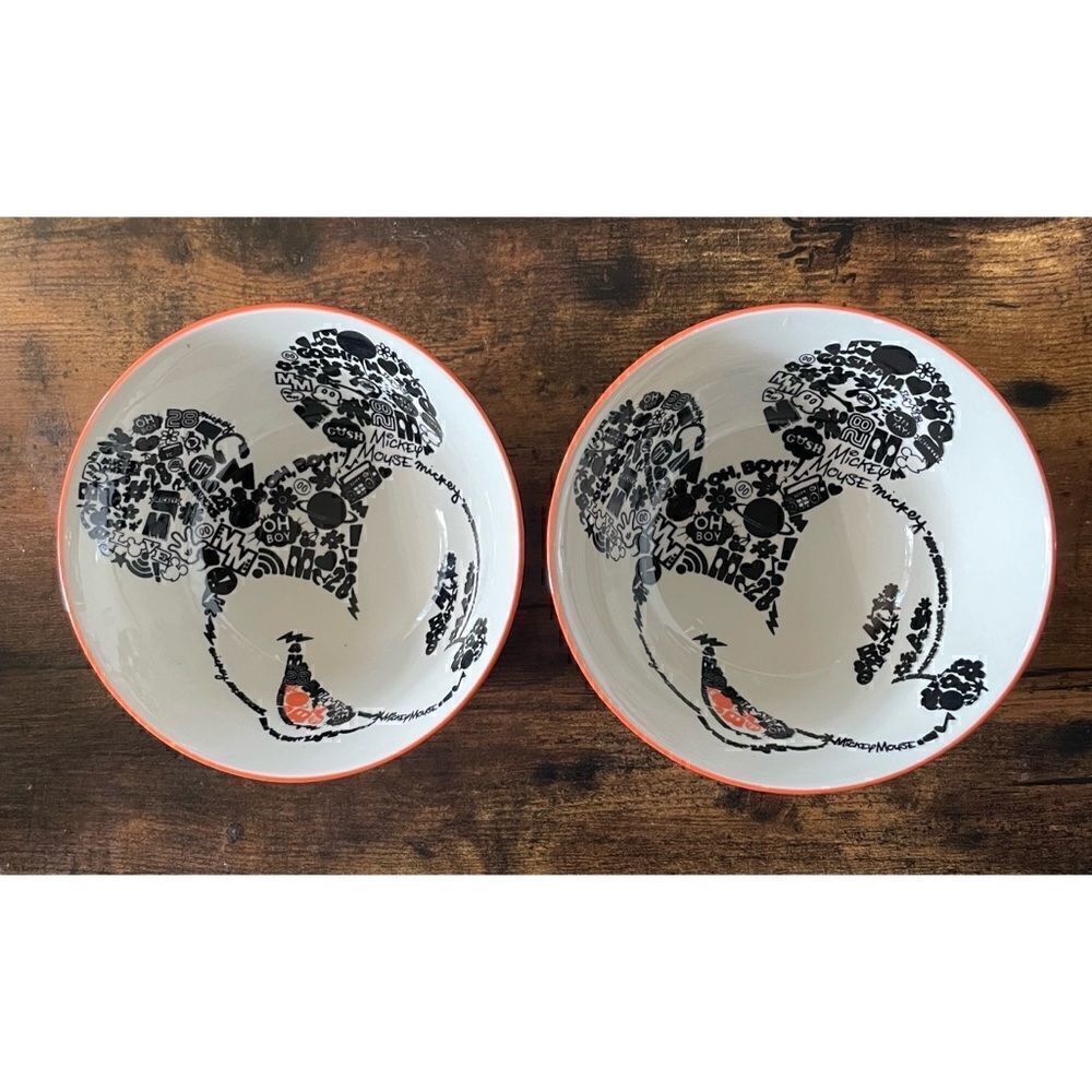 2 Disney Mickey Mouse Head 6" Tidbit Bowl 4014167 By Zrike New
